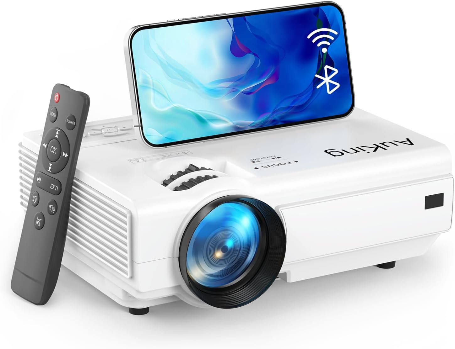 AuKing Projector with WiFi and Bluetooth, 2024 Upgraded Mini Projector